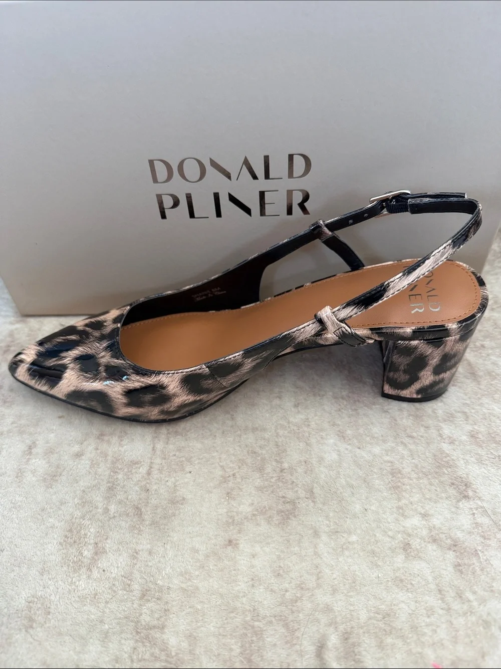 Donald J. Pliner Shanie Leopard-Print Slingback Pump in Tan and Black
